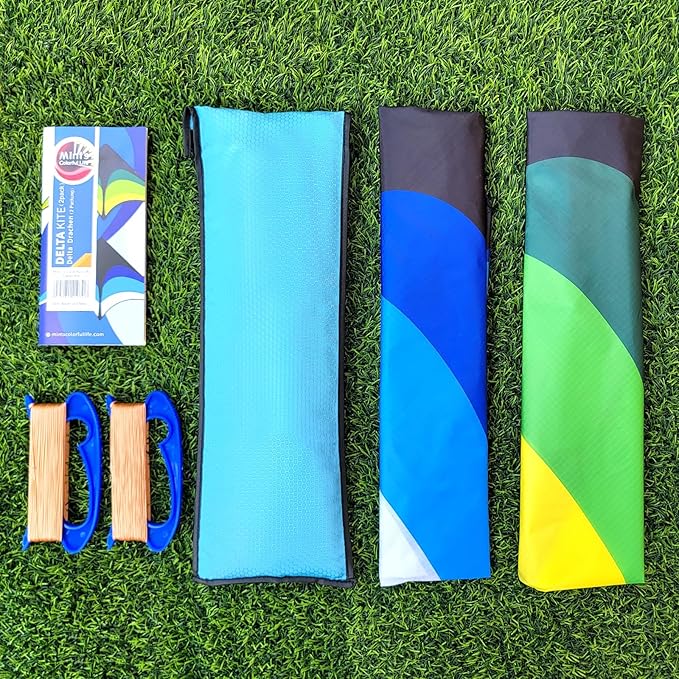 Mint's Colorful Life Delta Kite for Kids & Adults, Extremely Easy to Fly Kite for Beach Trip, Best Kites for Beginners, 300ft String Handle Included