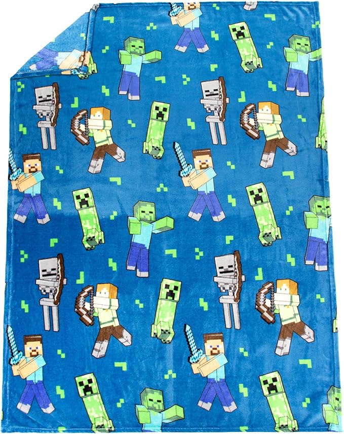 Jay Franco Minecraft Throw Blanket with Gift Box - Plush Throw Measures 46 x 60 Inches - Super Soft Special Edition Gamer Fleece Bedding Features Creeper