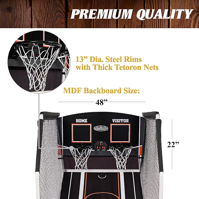 Barrington Billiards Urban Collection Arcade Basketball Game with Electronic Scoring and 7-inch Basketball Set, White