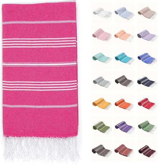 PARK&OZ Turkish Beach Towel – Oversized 100% Cotton Quick-Dry & Sand-Free Blanket 72"x40" – Ultra-Absorbent, Lightweight & Compact Pool Towel for Beach, Travel, Spa, Gym, Camping & Home (Fuschia)