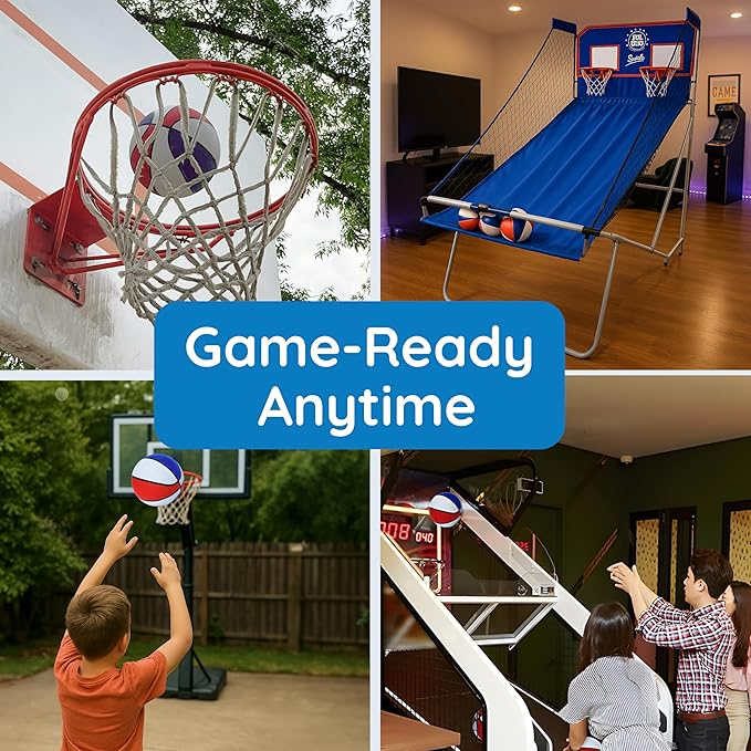 Botabee Mini Basketball Set of 5 - Durable, Anti-Slip Grip 7" Mini Basket Balls for Indoor and Outdoor Play - Inflatable Basketball Toys for Pop Arcade - Soft, Bouncy Sports Rubber Playing Ball
