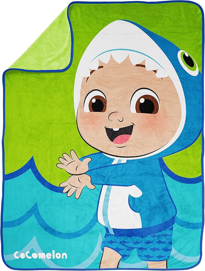 Jay Franco Plush Throw Blanket – 46" x 60" Inch Cartoon Kids Soft & Cozy Fleece Throw for Bedroom & Couch Décor, Official Licensed Product, Green - Cocomelon