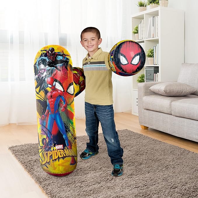 Hedstrom Spiderman Bop Bag Inflatable Punching Bag and Gloves Set, 36 Inch