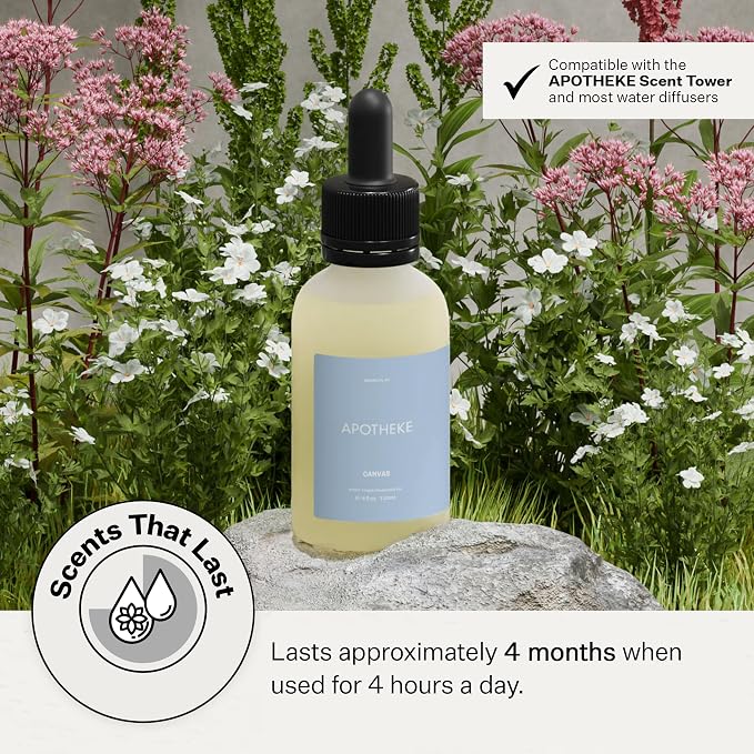 Apotheke Scent Tower Aromatherapy Diffuser Fragrance Refill, Canvas (120 ml) - Long-Lasting Perfume-Grade Essential Oil for Clean & Fresh Home, Office, Hotel & Large Rooms
