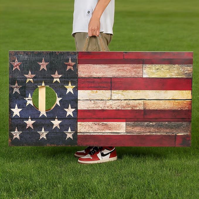 Sportdo 4x2 ft Solid Wood Cornhole Set with 8 Bean Bags, Regulation Size Cornhole Board Set for Adults, Cornhole Game Set for Tailgate Backyard Toss Games Indoor&Outdoor Activities