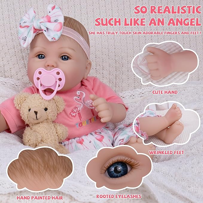 Milidool Realistic Reborn Baby Dolls Girl - Realistic Baby Dolls Girl Real Looking 18 inch Doll with Soft Poseable Body, Lifelike Newborn Baby Doll, Kids Gift for 3+ Years Old