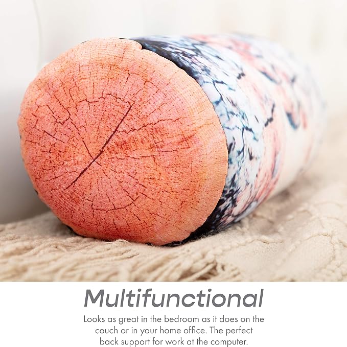 Microbead Log Roll Pillow - Bolster Tube Pillow Cushion Perfect Therapy Pillow - Airy Squishy Soft Bead Bag Bed Room Decoration, Neck Pillow Back Head Body Support, 15% - 14" X 8", Platanus Log
