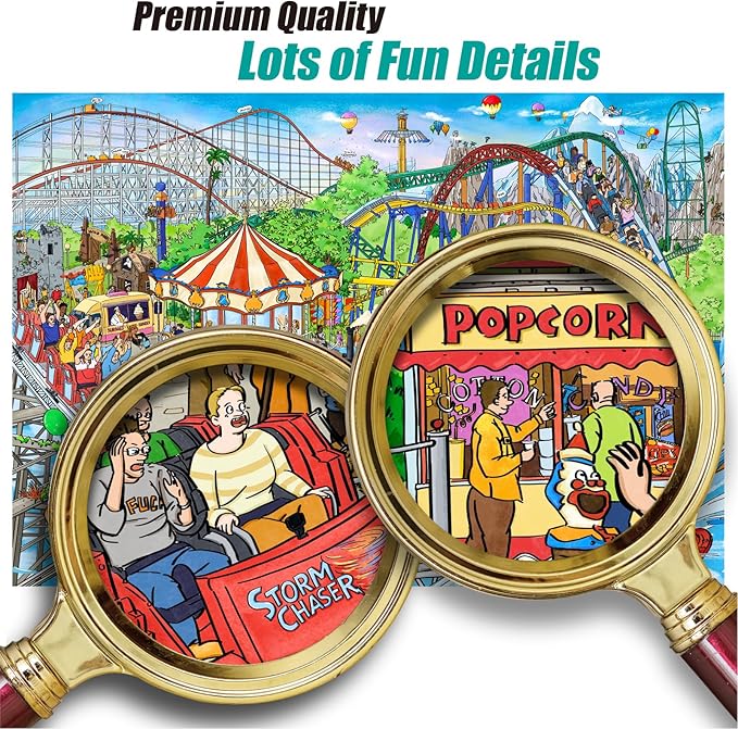 Antelope 2 in 1 1000 Piece Puzzle Bundle - Drive in Movie & Roller Coaster Jigsaw Puzzles