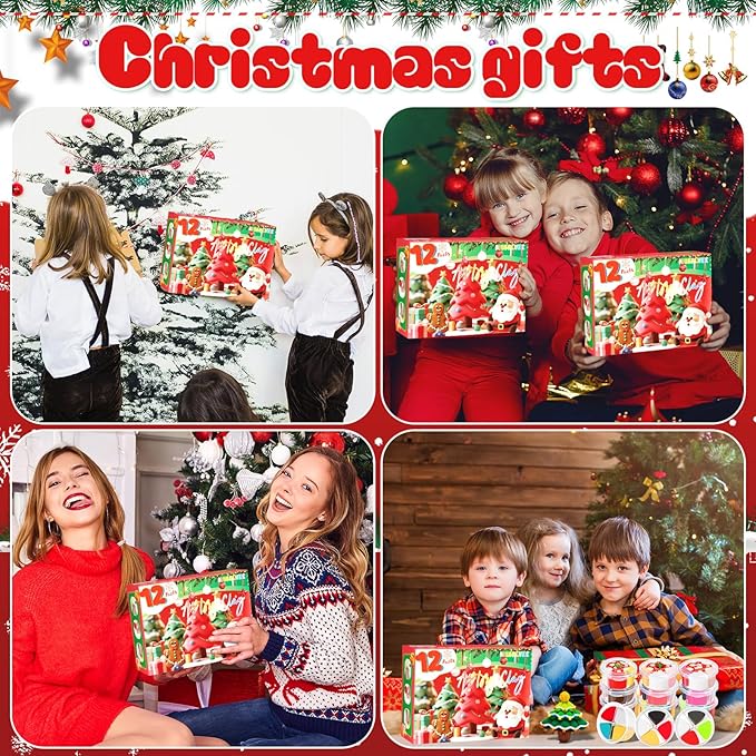 MuseLuxe Air Dry Clay - 12 Boxes Christmas Modeling Clay Kit with 8 Sculpting Tools,Safe & Non-Toxic,DIY Magic Gifts Toys for Boys,Girls,Kids