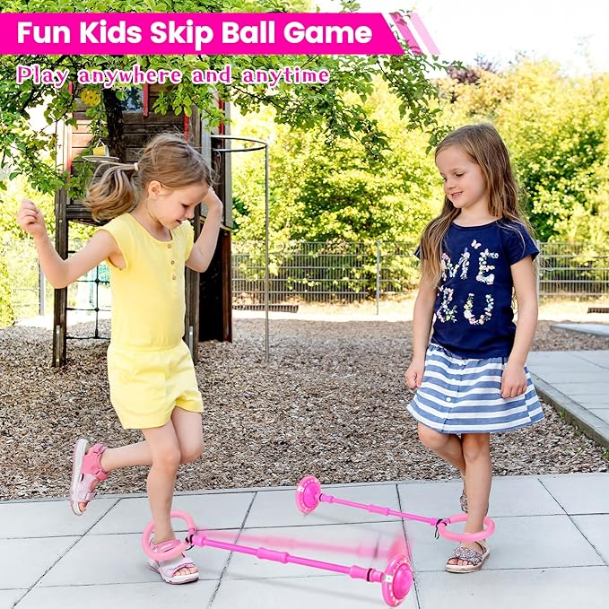Skip Ball - Foldable Colorful Flash Wheel Indoor Outdoor Game Fitness Toys for Kids, Cool Kids Toys Christmas Birthday Gifts for Girls Boys Age 6 7 8 9 10+ Year Old