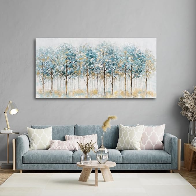 Belmrxne Tree of Life Wall Art Blue and Gold Wall Decor Modern Canvas Painting Gallery Artwork for Living Room Bedroom Dining Room Office Home Decor 29x58 inches