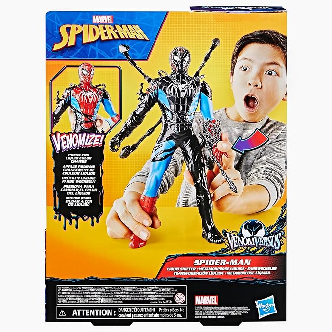 Spider-Man Marvel VenomVersus Liquid Shifter Action Figure with Accessories, 11-Inch-Scale Super Hero Toys for Kids Ages 4 and Up
