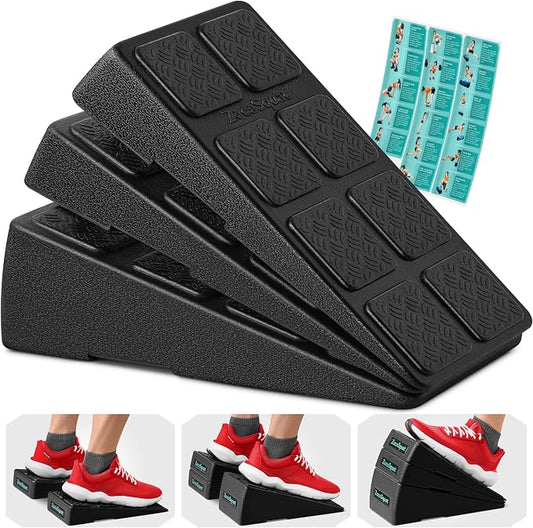 Squat Wedge Block Set of 3/5 - 960 LBS Capacity - Slant Board for Calf Stretching with 5 Stackable Angles - Calf Stretcher Slant Board - Workout Equipment - EPP Material for Exercise Equipment & Physical Therapy