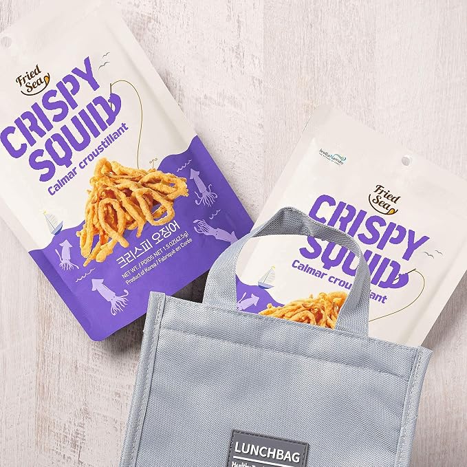 Calamari Chips Made with Real Squid [3 PACK] – 오징어 스낵 – Crunchy + Crispy Healthy Snacks, Low Calorie Finger Food, Asian Snack ON THE GO by [FRIED SEA] <180 calories> Made in Korea