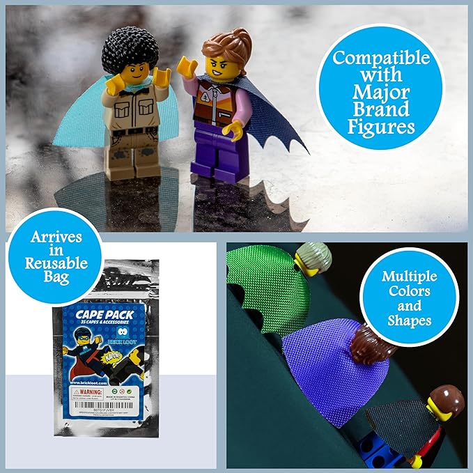 Brick Loot Superhero Capes for Mini Figures – 35 Piece Cape Set for Lego Minifigures, Action Hero Accessories for Boys & Girls, Building Toy Kit Compatible with Major Brands, Gift for Kids Ages 6+