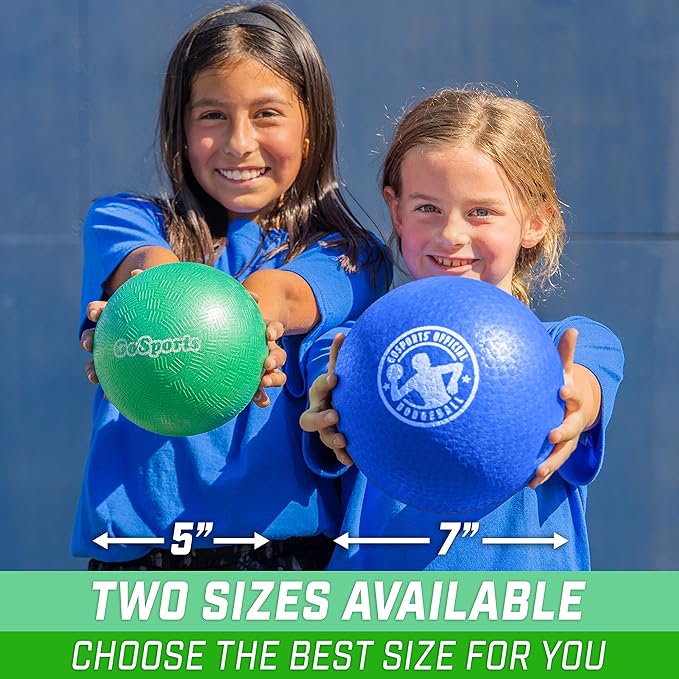 GoSports Inflatable Dodgeballs - Choose 5 Inch or 7 Inch No Sting Balls - Set of 6 Includes Ball Pump & Mesh Bag