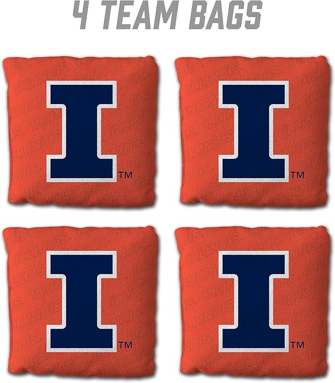YouTheFan Officially-Licensed NCAA Set of 4 Cornhole Bags - All Weather Regulation 6” x 6” Size - 16oz Weight - Designed in USA