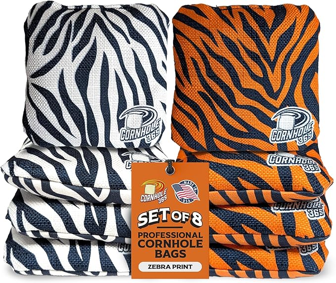 Cornhole365 - Stick & Slide - Professional Corn Hole Bag - Heavy-Duty Double-Stitched Polyester Fabric & Resin Filling for All-Weather - Versatile Regulation Size Cornhole Bean Bags - Set of 8