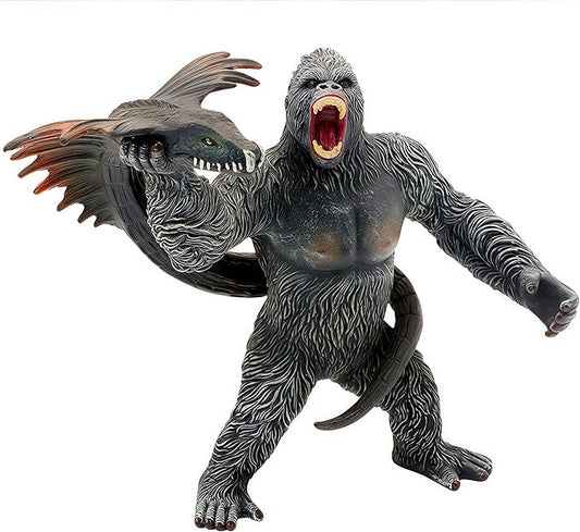 Gorilla Toy Model, Black Gorilla with Snake Action Figures, Wildlife Toys Set for Kids Gift, Play or Decor.