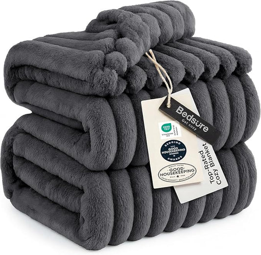 Bedsure GentleSoft Grey California King Size Blanket for Bed - Cozy Soft Blankets for Women, Cute Large Throws for Girls, 102x96 Inches