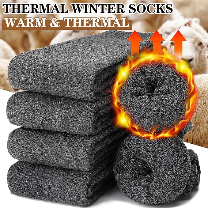 MOGGEI 5 Pairs Womens Merino Wool Socks Hiking Warm Winter Thick Thermal Crew Cozy Cabin Ladies Gift Comfy Boot Work Socks