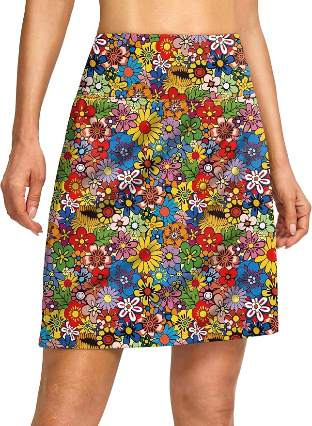 G Gradual 19" Skorts for Woman with Pockets High Waist Golf Skirt | Lightweight, Stretchy, Breathable, Tummy Control, Built-in Shorts, Athletic, Tennis, Pickleball, Casual Summer