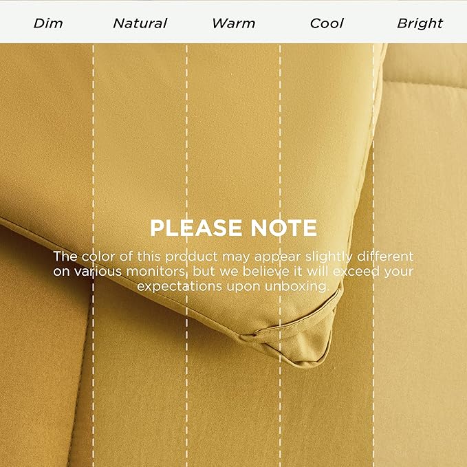 Bedsure Comforter Duvet Insert - Quilted Comforters Queen Size, All Season Duvet, GentleSoft Down Alternative Bedding, with 8 Tabs, Gifts for Women/Men, Mustard Yellow, Queen 88 x 88 Inches