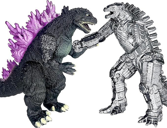 TwCare Set of 2 Monster Millennium Mecha MechaGodzilla King of The Monsters Toys, 2021 Movable Joints Action Figures Dinosaur Dragon Movie Series Soft Vinyl, Carry Bag