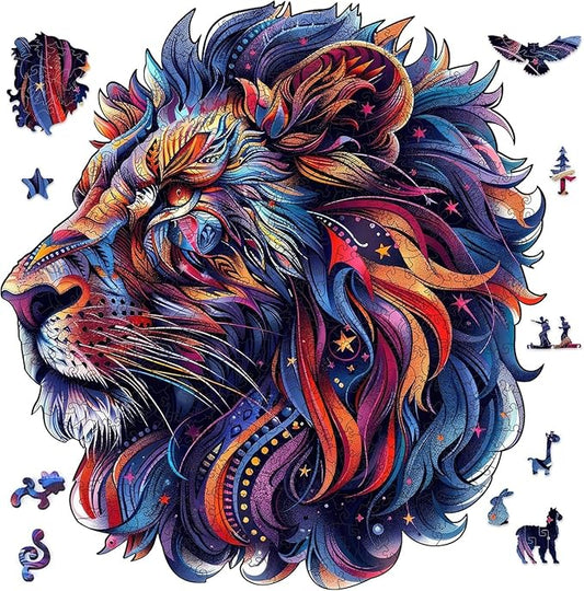 Qiuenisray Wooden Puzzles for Adults 1000 Pieces, Lion Jigsaw Puzzles, Wood Animal Adult Puzzles, Wall Decor, FSC Certified Unique Shape Ocean Adult Puzzles, Creative Gift for Family Game 21.9x23.6 in