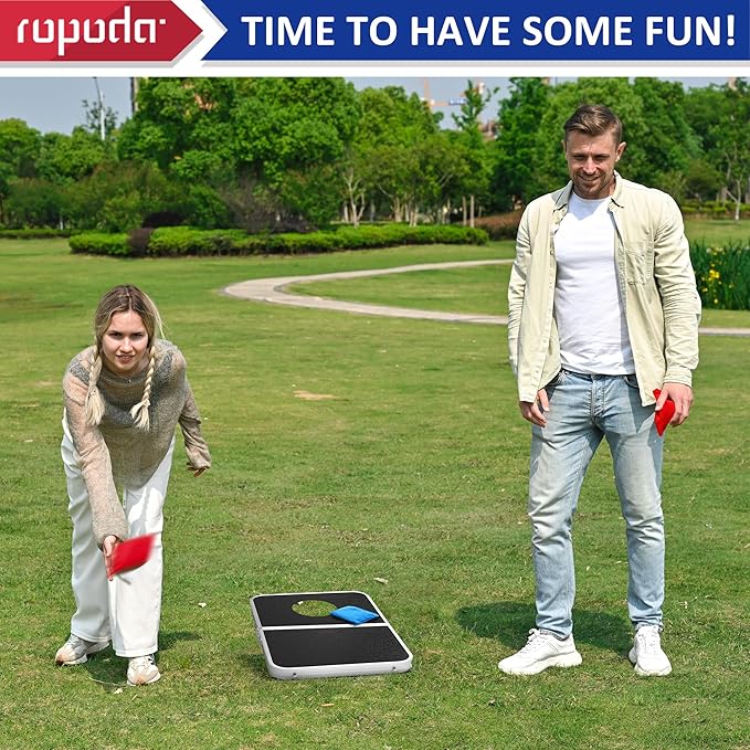 ROPODA Portable Cornhole Board Set,24x16 / 30×20in Corn Hole Games for Adults with 8 Bean Bags, Lightweight Aluminum Alloy Edging Cornhole Set for Outdoor Games, Beach and Tailgates