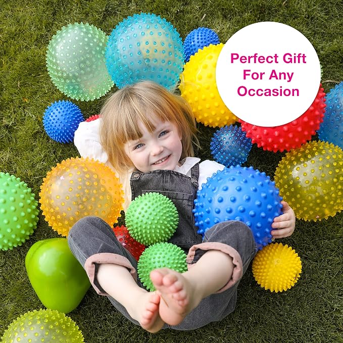 Edushape The Original Sensory Ball for Baby - 7" Transparent Yellow Color Baby Ball that Helps Enhance Gross Motor Skills for Kids Aged 6 Months & Up - Vibrant, Colorful & Unique Toddler Ball