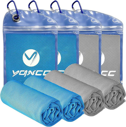 YQXCC 4 Pack Cooling Towels (40"x12"), Ice Cool Neck Towel, Soft Breathable Microfiber for Gym, Yoga, Golf, Running, Camping & All Hot Weather Activities
