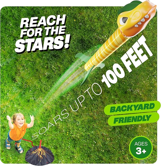 Dinosaur Toy Rocket Launcher for Kids - Toys for Kids 3-5 5-7 4-6 - Outdoor Toys for Kid Ages 4-8 - 3 4 Year Old Boy Birthday Gift - Gifts for Boys Age 3 4 5 6 Years - Outside Toy for Toddlers