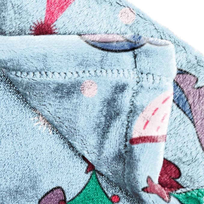 Jay Franco Kids Christmas Plush Throw Blanket – 50x70 Inches Soft & Cozy Fleece Throw for Holiday Bedroom & Couch Décor, Official Licensed Product, Light Blue - Lilo and Stitch