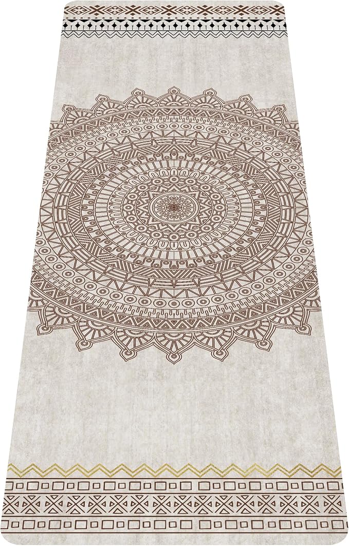 nuveti Printed Travel Yoga Mat-1/16 Inch Thick Non Slip Fitness Workout Mat with Carrying Bag, Foldable Lightweight Suede & Natural Rubber Yoga Mat for Yoga Pilates and Fitness 72" L x 24" W x 1.5mm