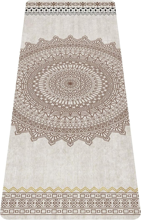 nuveti Printed Travel Yoga Mat-1/16 Inch Thick Non Slip Fitness Workout Mat with Carrying Bag, Foldable Lightweight Suede & Natural Rubber Yoga Mat for Yoga Pilates and Fitness 72" L x 24" W x 1.5mm