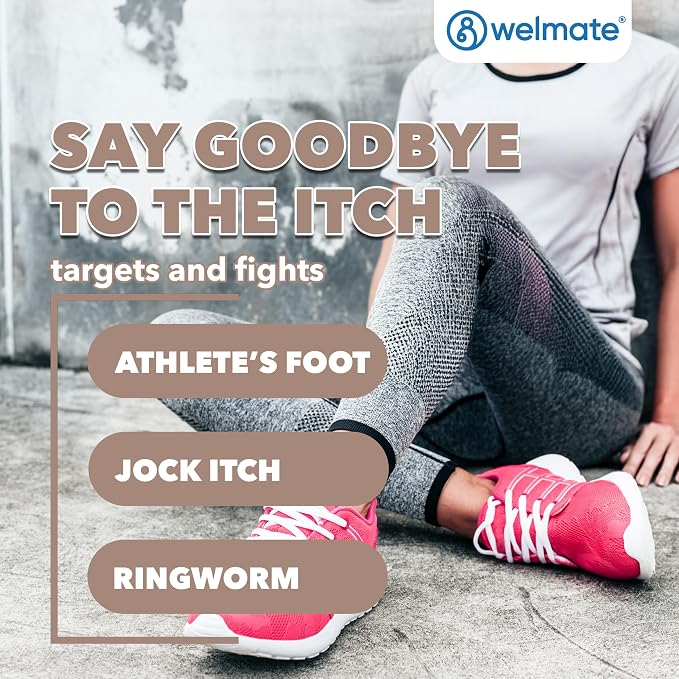 WELMATE Clotrimazole 1% Antifungal Drops, 2 Pack 0.33 fl oz Each - Athlete's Foot, Jock Itch & Ringworm Treatment, Fast-Acting, Greaseless Non-Staining, Relieves Itching, Burning & Cracked Skin