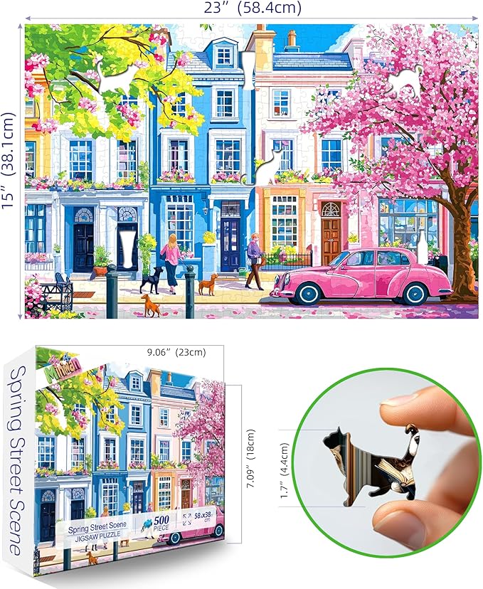 500 Piece Jigsaw Puzzles for Adults - Vintage Warm Colorful Street Scene Art Puzzle, 23x15 Inches Challenging Fun Unique Puzzle Game