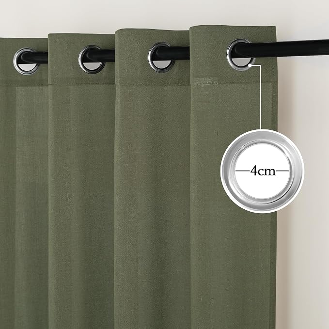 NICETOWN Linen Curtains 84 inch Long, Grommet Thick Linen Blend Window Treatment Vintage & Rustic Style Privacy Added for Bedroom/Living Room, Lichen, W55 x L84, 2 Panels