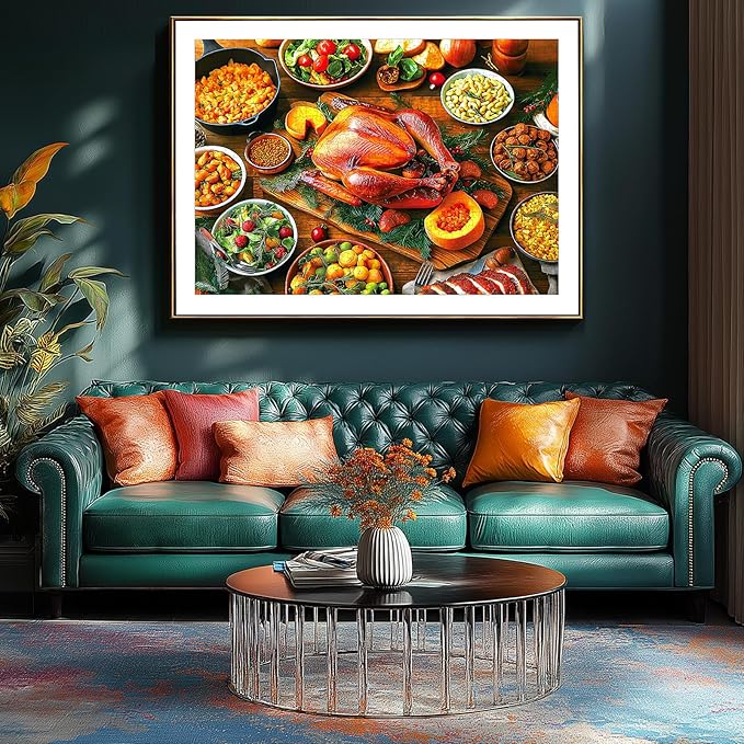 Delicious Dinner 500 Piece Puzzles for Adults, Fun Puzzles for Adults 500 Pieces with HD Print & Poster, 15" X 23" Dust Free Halloween Christmas Family Games