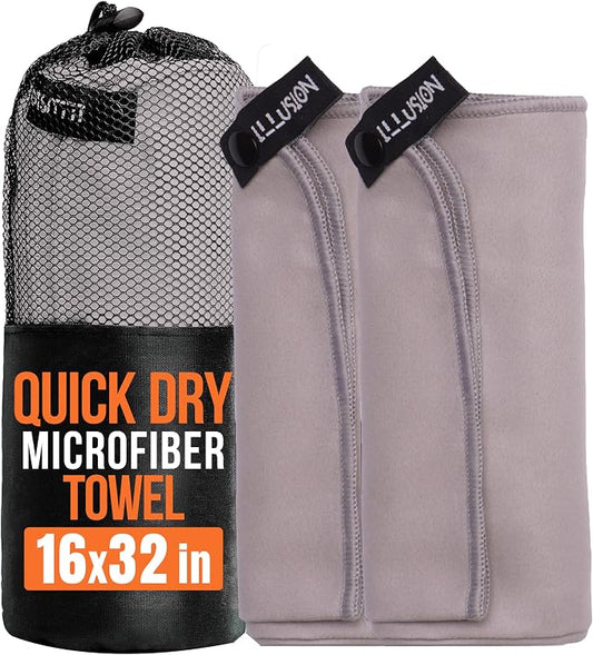 illusion Small Microfiber Gym Towels for Men and Women Active Sports (32" L x 16''W)-Lightweight Quick Dry Gym Towel for Sweat-Workout Towels Ideal for Yoga, Camping, Running, and Outdoor Activities