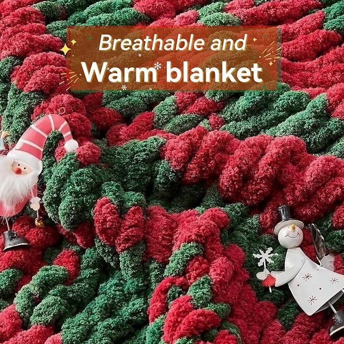 Negwoo Chunky Knit Throw Blanket, Knitted Throw Chenille Yarn, 40"*50" | Soft Thick Cable Knitted Blankets, Handmade Big Thick Blanket, Machine Washable Cute Comfy Blanket for Home Decor, X stripe