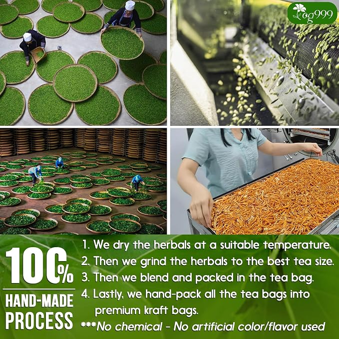 TOG999, 100 Tea Bags, Blend of Senna Leaves - Peppermint - Licorice - Fennel, 100% Natural Ingrendients, Hand-made Herbal Tea, Relieves Constipation Naturally Tea, No Sugar, No Caffeine, No Gluten, Vegan.