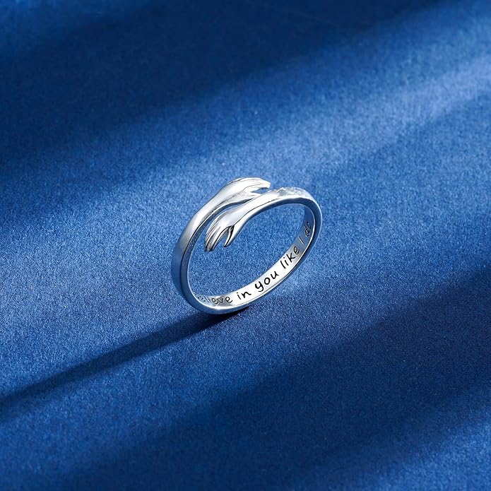 Yesteel Valentines Gifts for Kids Teen Girls - S925 Sterling Silver Hug Ring for Teen Girls Women, Adjustable Ring Jewelry Mothers Day Birthday Gifts for Daughters Mom Sister Wife Friends Grandma