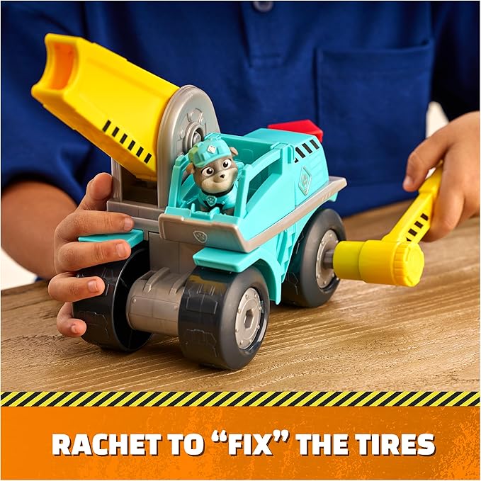 Rubble & Crew Motor Mega Hammer Vehicle, 10-Inch Construction Truck with Motor Action Figure, PAW Patrol Kids Toys for Boys & Girls Ages 3 and Up