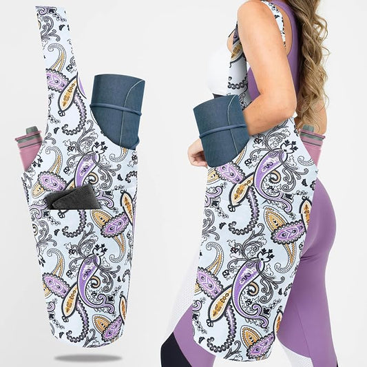 Yoga Mat Bag Yoga Tote Bag with Large Pocket and Zipper Pocket Yoga Mat Bag Carrier Fit Most Size Mats and All You Stuff