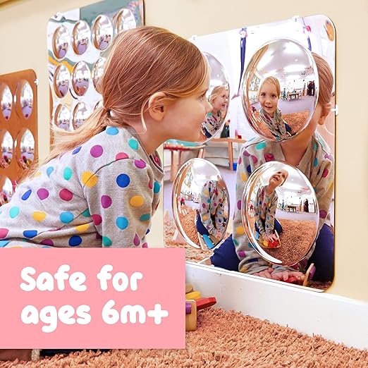 Spark & Wow Sensory Wall Toddler Mirror | Large | 4 Bubbles | for Ages 6m+ | Easy-to-Clean Acrylic | Stimulate Cognitive Development