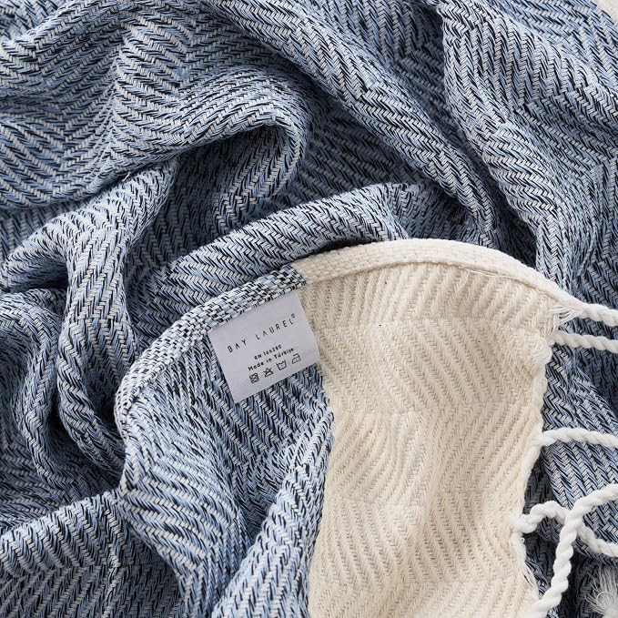 BAY LAUREL Turkish Hand Towel – Pack of 2 | Soft & Absorbent Decorative Towels for Bathroom, Hand, Face, Hair, Gym, Yoga, SPA, Kitchen & Tea | Boho Decor(Light Blue, Herringbone 16x40 Inches(Set of 2)