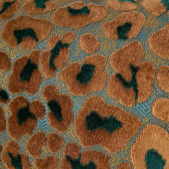 Alerfa Green Brown Floral Throw Pillow Cover 20 x 20 Inch Cut Velvet Sqaure Luxury Decorative Pillow Cover for Couch Living Room Bedroom