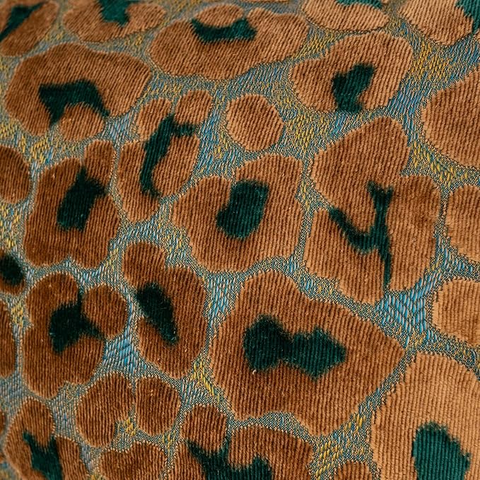 Alerfa Green Brown Floral Throw Pillow Cover 12 x 20 Inch Cut Velvet Rectange Luxury Decorative Lumbar Pillow Cover for Couch Living Room Bedroom